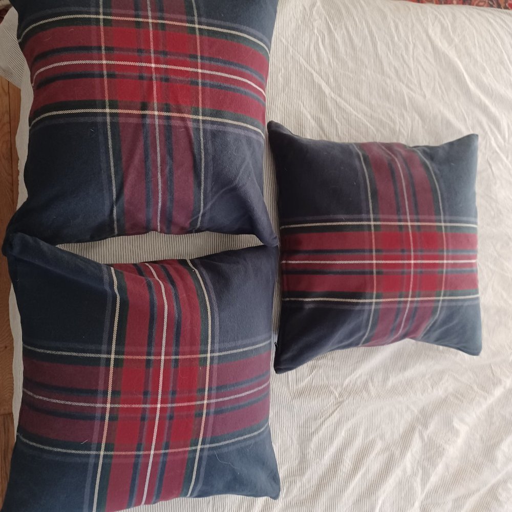 Set of 3 Plaid Throw Pillows